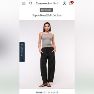 Abercrombie & Fitch Black Poplin Barrel Pants